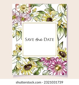 Romantic wedding invitation card. Wedding, marriage, bridal, birthday, Valentine's day.