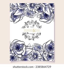 Romantic wedding invitation card. Wedding, marriage, bridal, birthday, Valentine's day.