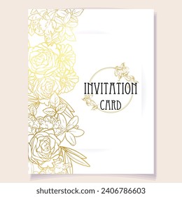 Romantic wedding invitation card. Wedding, marriage, bridal, birthday, Valentine's day.