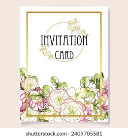 Romantic wedding invitation card. Wedding, marriage, bridal, birthday, Valentine's day.