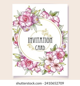 Romantic wedding invitation card. Wedding, marriage, bridal, birthday, Valentine's day.