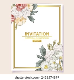 Romantic wedding invitation card. Wedding, marriage, bridal, birthday, Valentine's day.