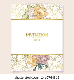 Romantic wedding invitation card. Wedding, marriage, bridal, birthday, Valentine's day.