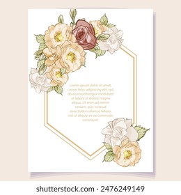 Romantic wedding invitation card. Wedding, marriage, bridal, birthday, Valentine's day.