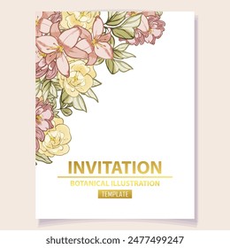 Romantic wedding invitation card. Wedding, marriage, bridal, birthday, Valentine's day.