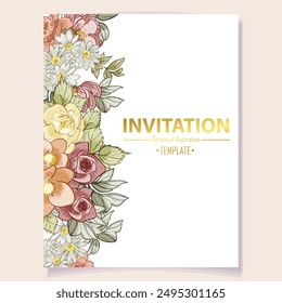 Romantic wedding invitation card. Wedding, marriage, bridal, birthday, Valentine's day.