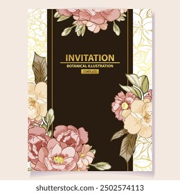 Romantic wedding invitation card. Wedding, marriage, bridal, birthday, Valentine's day.