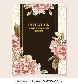 Romantic wedding invitation card. Wedding, marriage, bridal, birthday, Valentine's day.