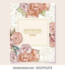 Romantic wedding invitation card. Wedding, marriage, bridal, birthday, Valentine's day.