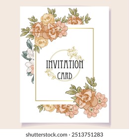 Romantic wedding invitation card. Wedding, marriage, bridal, birthday, Valentine's day.