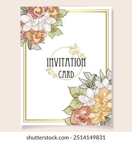 Romantic wedding invitation card. Wedding, marriage, bridal, birthday, Valentine's day.