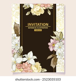 Romantic wedding invitation card. Wedding, marriage, bridal, birthday, Valentine's day.