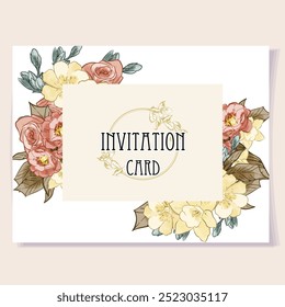 Romantic wedding invitation card. Wedding, marriage, bridal, birthday, Valentine's day.