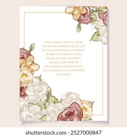 Romantic wedding invitation card. Wedding, marriage, bridal, birthday, Valentine's day.