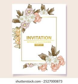 Romantic wedding invitation card. Wedding, marriage, bridal, birthday, Valentine's day.