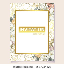 Romantic wedding invitation card. Wedding, marriage, bridal, birthday, Valentine's day.