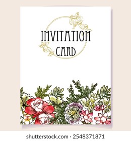 Romantic wedding invitation card. Wedding, marriage, bridal, birthday, Valentine's day.