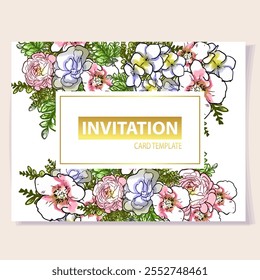 Romantic wedding invitation card. Wedding, marriage, bridal, birthday, Valentine's day.