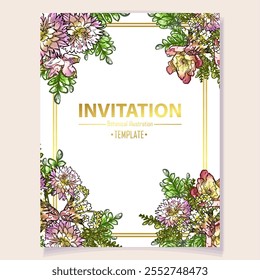 Romantic wedding invitation card. Wedding, marriage, bridal, birthday, Valentine's day.