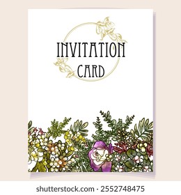 Romantic wedding invitation card. Wedding, marriage, bridal, birthday, Valentine's day.