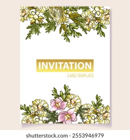 Romantic wedding invitation card. Wedding, marriage, bridal, birthday, Valentine's day.