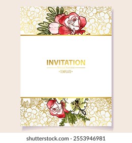 Romantic wedding invitation card. Wedding, marriage, bridal, birthday, Valentine's day.