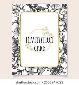 Romantic wedding invitation card. Wedding, marriage, bridal, birthday, Valentine's day.