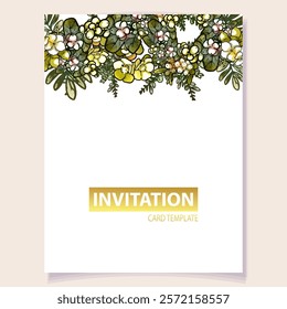 Romantic wedding invitation card. Wedding, marriage, bridal, birthday, Valentine's day.