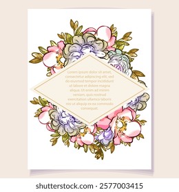 Romantic wedding invitation card. Wedding, marriage, bridal, birthday, Valentine's day.