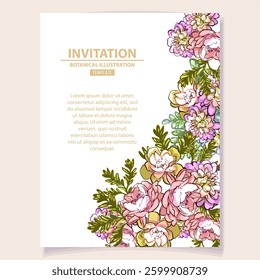 Romantic wedding invitation card. Wedding, marriage, bridal, birthday, Valentine's day.