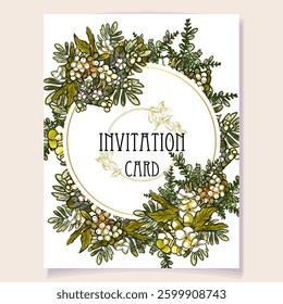 Romantic wedding invitation card. Wedding, marriage, bridal, birthday, Valentine's day.