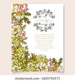 Romantic wedding invitation card. Wedding, marriage, bridal, birthday, Valentine's day.
