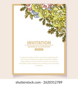Romantic wedding invitation card. Wedding, marriage, bridal, birthday, Valentine's day.