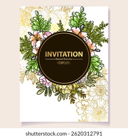 Romantic wedding invitation card. Wedding, marriage, bridal, birthday, Valentine's day.