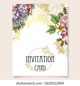 Romantic wedding invitation card. Wedding, marriage, bridal, birthday, Valentine's day.