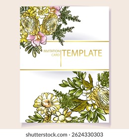 Romantic wedding invitation card. Wedding, marriage, bridal, birthday, Valentine's day.