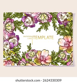Romantic wedding invitation card. Wedding, marriage, bridal, birthday, Valentine's day.