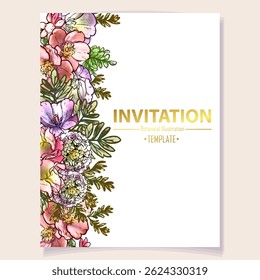 Romantic wedding invitation card. Wedding, marriage, bridal, birthday, Valentine's day.