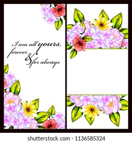 Romantic wedding invitation card suite. Wedding, marriage, bridal, birthday, Valentine's day.