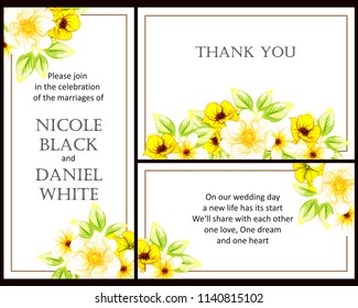 Romantic wedding invitation card suite. Wedding, marriage, bridal, birthday, Valentine's day.
