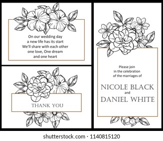 Romantic wedding invitation card suite. Wedding, marriage, bridal, birthday, Valentine's day.
