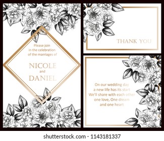 Romantic wedding invitation card suite. Wedding, marriage, bridal, birthday, Valentine's day.
