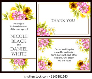 Romantic wedding invitation card suite. Wedding, marriage, bridal, birthday, Valentine's day.
