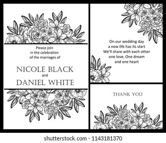 Romantic wedding invitation card suite. Wedding, marriage, bridal, birthday, Valentine's day.
