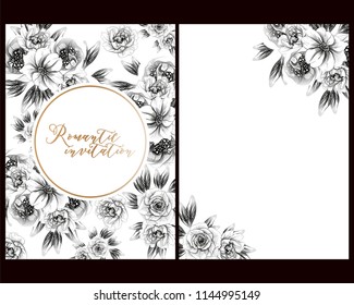 Romantic wedding invitation card suite. Wedding, marriage, bridal, birthday, Valentine's day.
