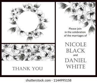Romantic wedding invitation card suite. Wedding, marriage, bridal, birthday, Valentine's day.
