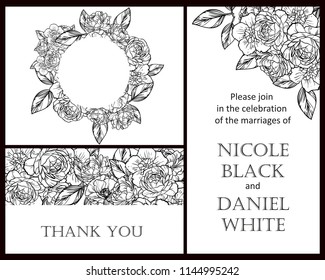 Romantic wedding invitation card suite. Wedding, marriage, bridal, birthday, Valentine's day.
