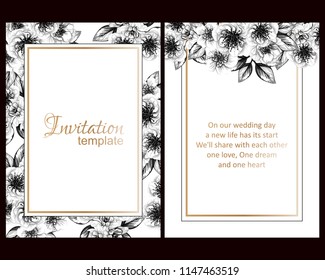 Romantic wedding invitation card suite. Wedding, marriage, bridal, birthday, Valentine's day.
