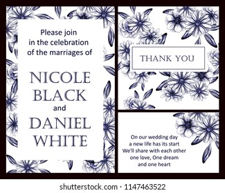 Romantic wedding invitation card suite. Wedding, marriage, bridal, birthday, Valentine's day.
