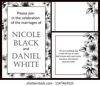 Romantic wedding invitation card suite. Wedding, marriage, bridal, birthday, Valentine's day.
